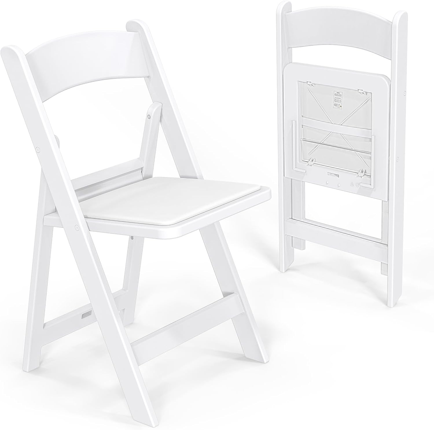 VINGLI Resin Folding Chair with Cushion Foldable Plastic Chair with Comfortable Cushioned Seat wourant