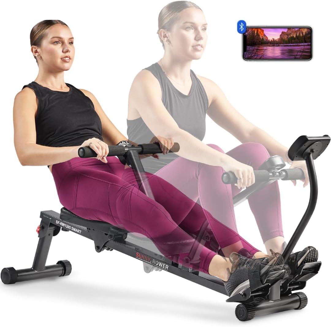 Sunny Health & Fitness Compact Adjustable Rowing Machine with 12 Levels of Resistance for Complete Body Workouts and Optional Free SunnyFit App Enhanced Connectivity wourant