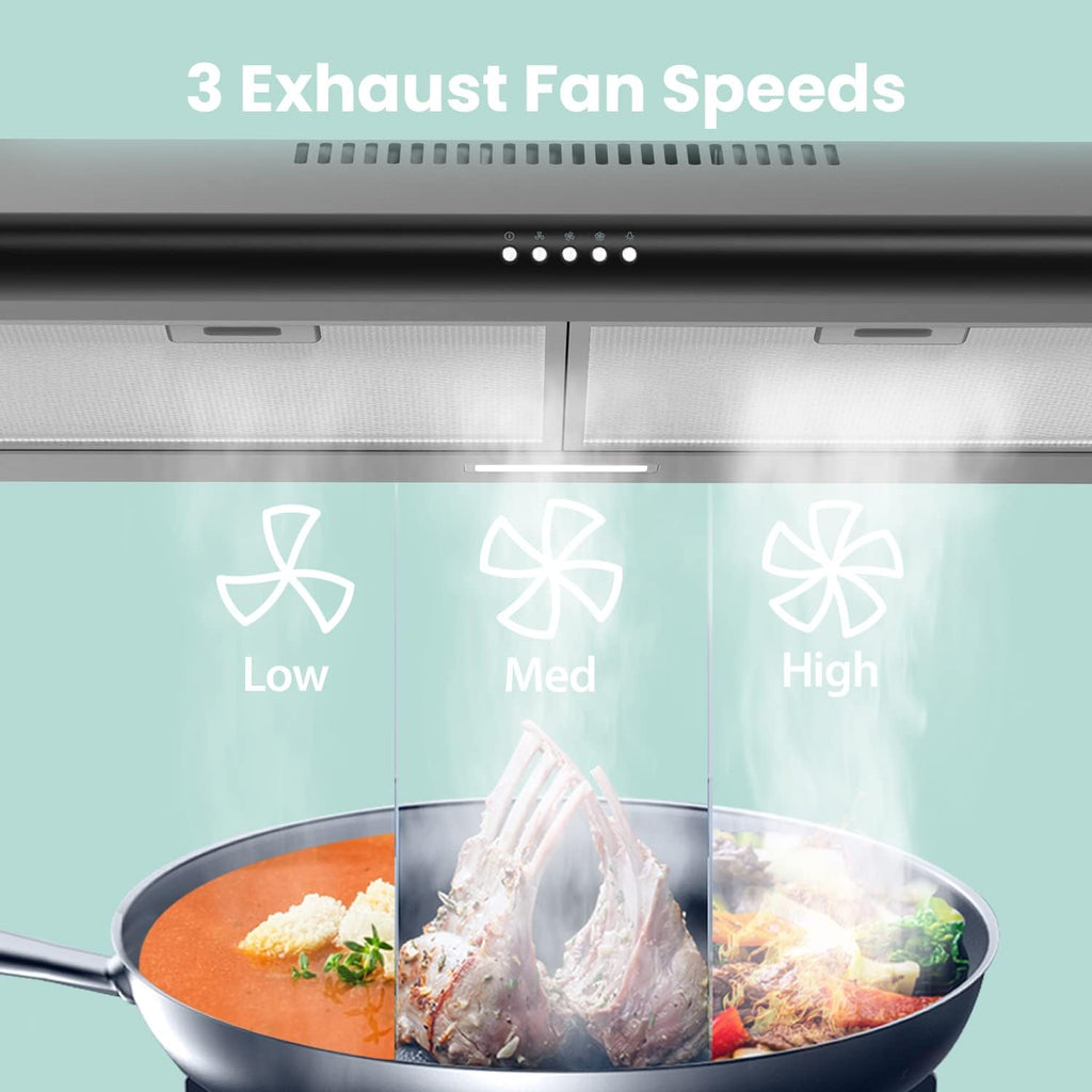 Comfee 30" Under Cabinet Ducted/Ductless Convertible Slim Vent Durable Stainless Steel Kitchen Reusable Filter wourant