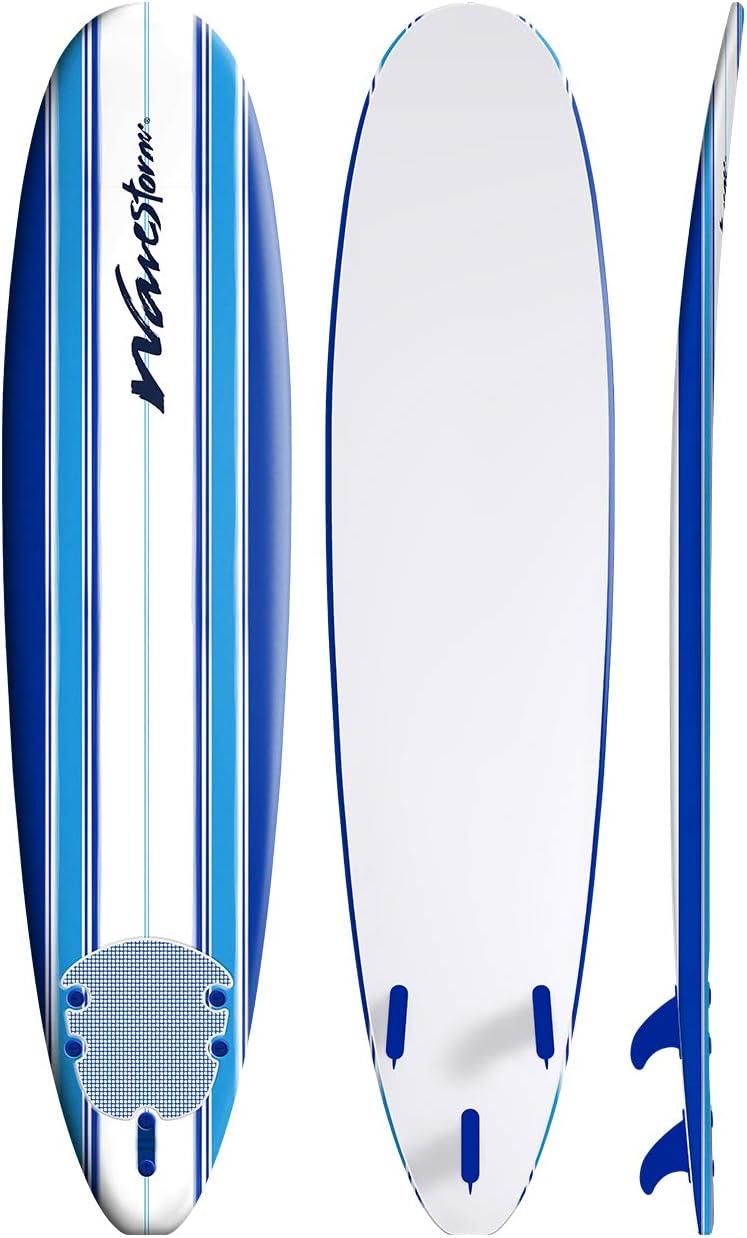Wavestorm 8ft Classic Surfboard // Foam Wax Free Soft Top Longboard for Adults and Kids of All Levels of Surfing wourant