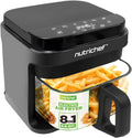 Nutrichef 5.8 Quart Air Fryer 8-1 Preset Cook Modes Transparent Fry Bowl wourant
