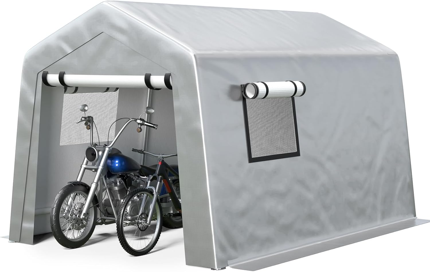 6x8 ft Heavy Duty Carport Tent Portable Garage with Removable Side Walls and Door Four Seasons Tarpaulin wourant
