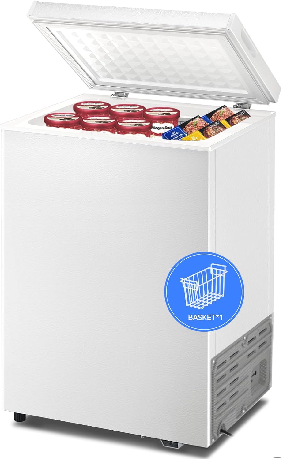 Kismile 3.5 Cubic Feet Chest Freezer Free Standing Top Open Door Compact Deep Freezer wourant