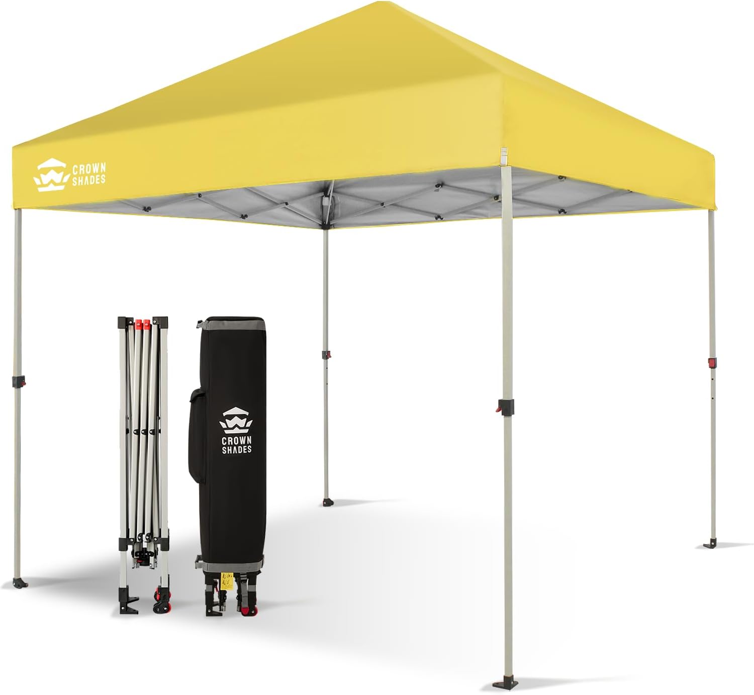 10x10 Pop-Up Awning - One-Click Installation Beach Tent - Outdoor Sunshade Silver Coated Top, 3 Heights and 4 Sand Pockets wourant