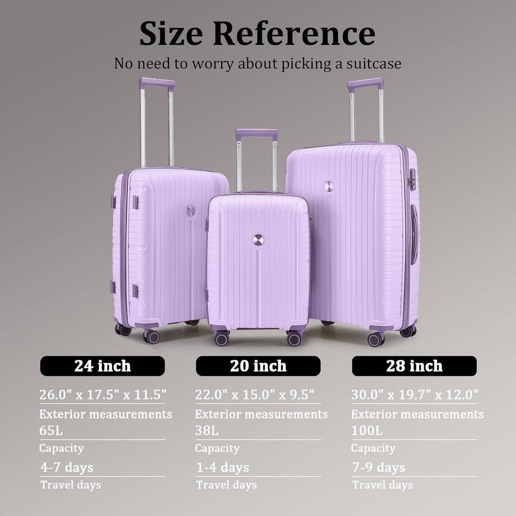 5-piece PP hardshell lightweight travel carry-on luggage set with dual spinner wheels and TSA lock wourant