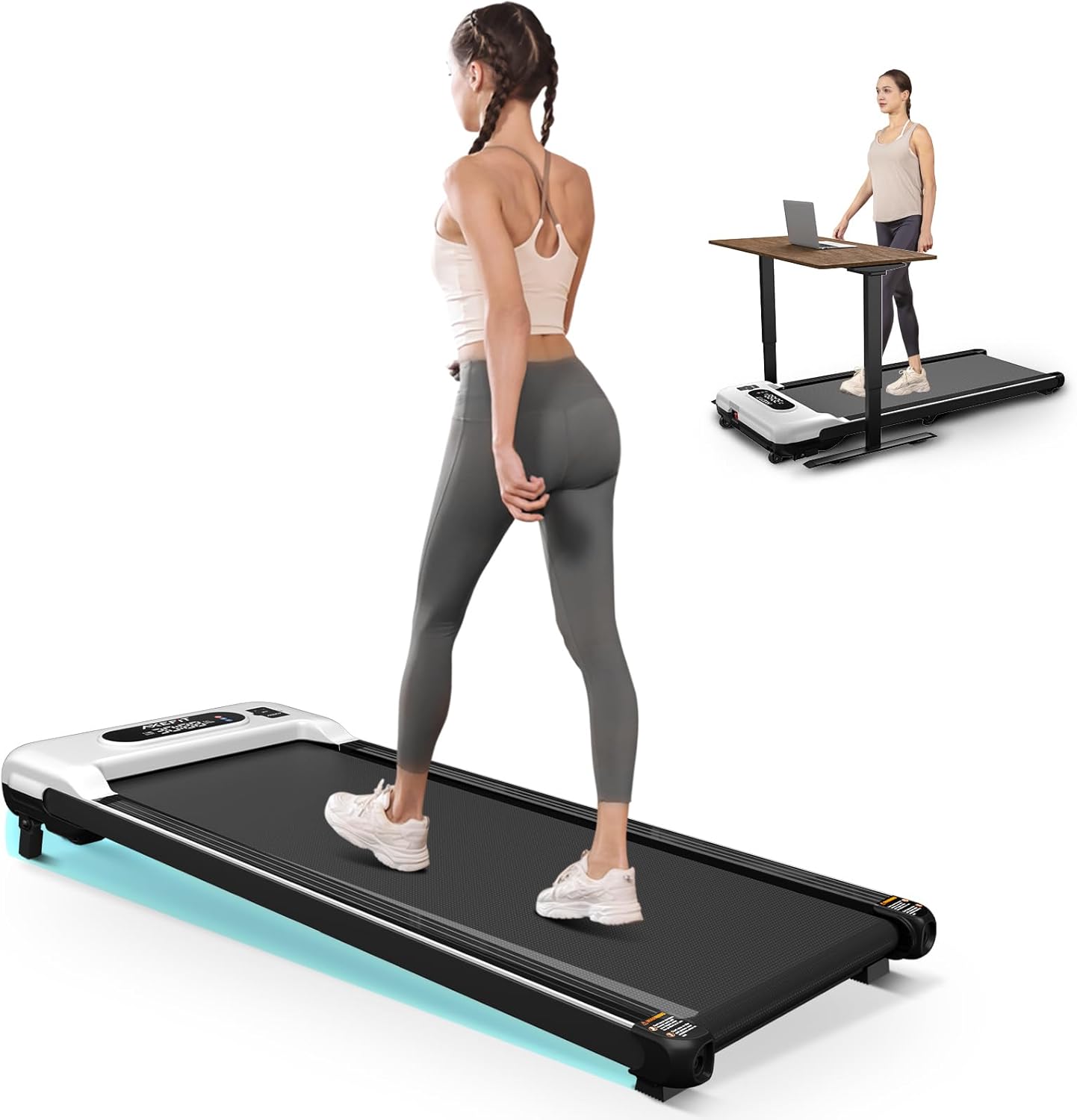 2.5 HP Portable Treadmill with Inclined Walking Pad, Panel and Remote, 4-in-1 Walking Treadmill, 265 lb Capacity wourant