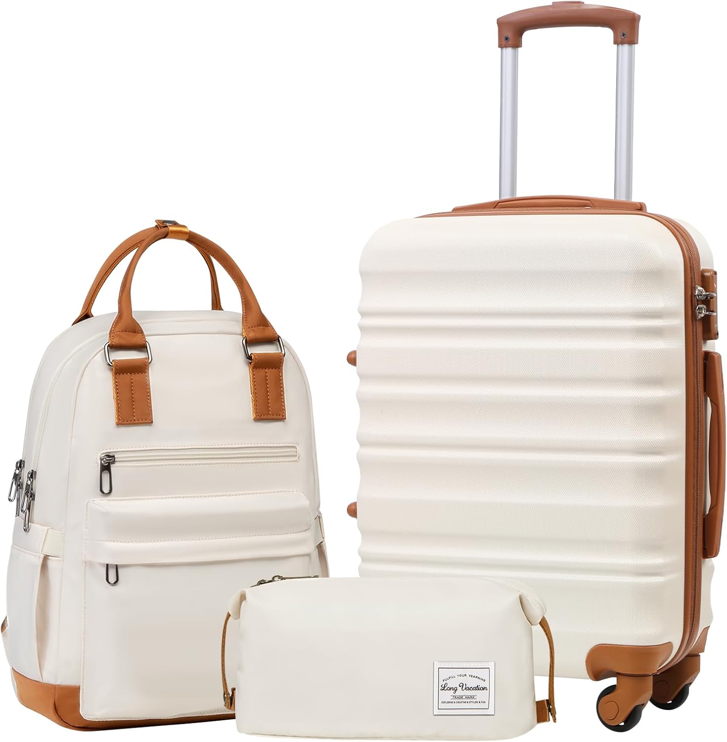 LONG VACATION 6 Piece Luggage Set Carry on Suitcase with ABS+PC hardshell, Spinner Wheels & YKK Zipper TSA Lock wourant