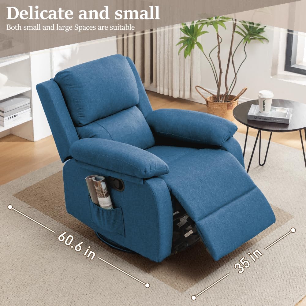 Reclining rocking chair 360 degree rotating fabric sliding reclining chair wourant