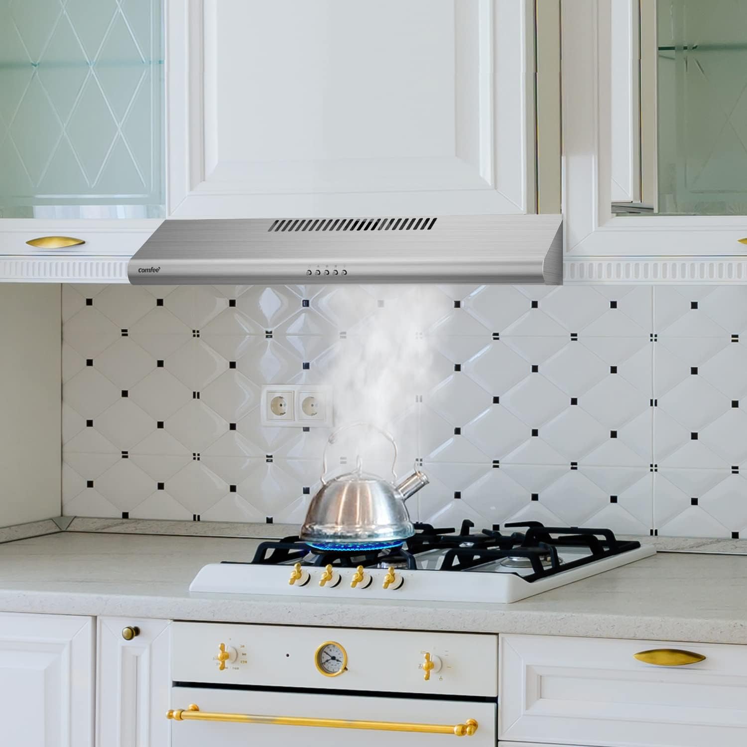 Comfee 30" Under Cabinet Ducted/Ductless Convertible Slim Vent Durable Stainless Steel Kitchen Reusable Filter wourant