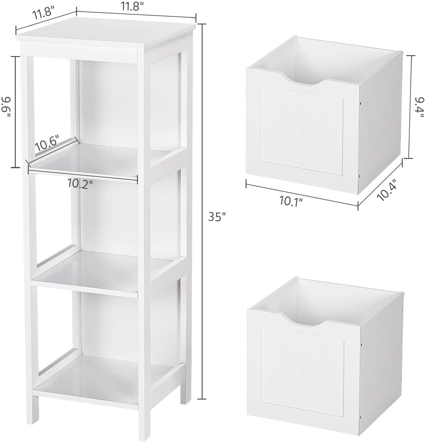Yaheetech Bathroom Floor Cabinet, Wooden Storage Cabinet with 2 Drawers, Multifunctional Side Organizer Rack Stand Table, White wourant