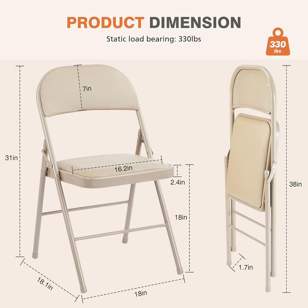 Sweetcrispy Folding Chair 12 Pack, Leather Padded Folding Chairs, Sturdy Metal Foldable Chairs wourant