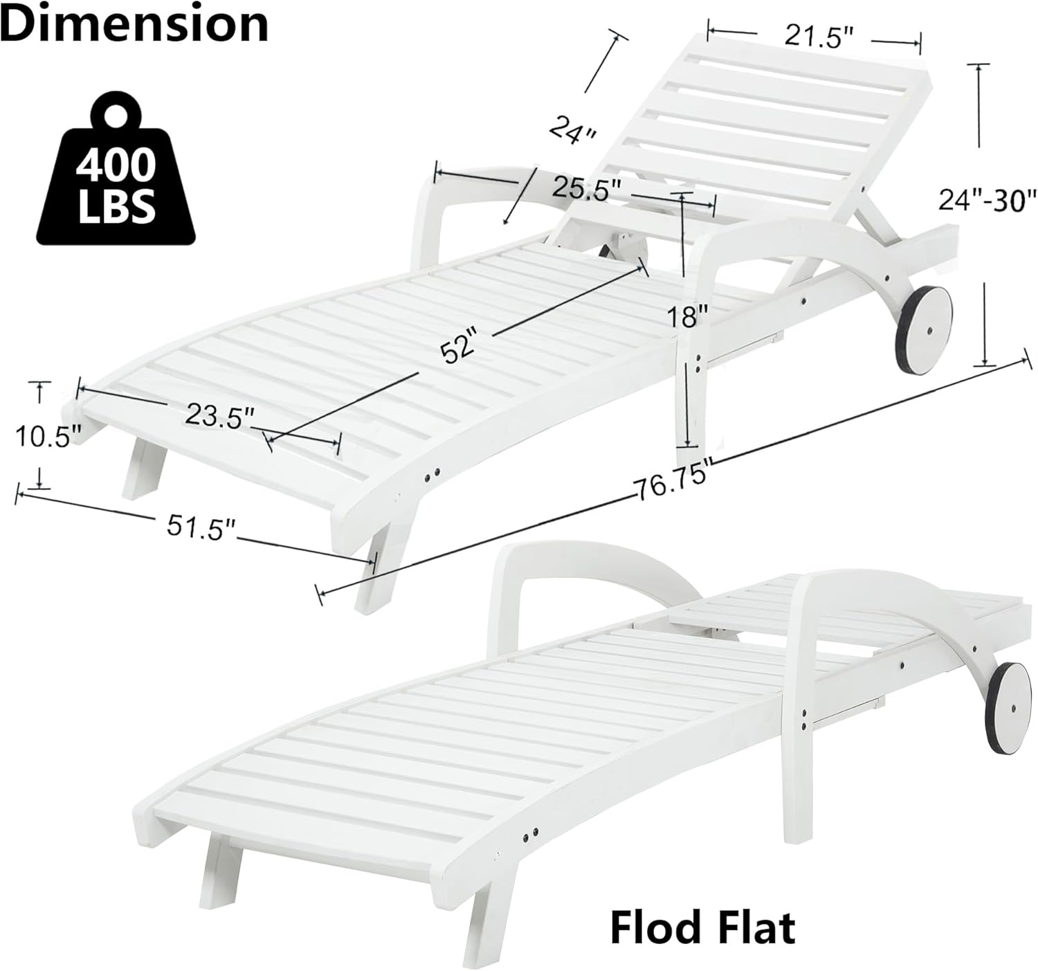 Pool Chaise Lounge Chairs Set of 4 5-Position Adjustable Outdoor Patio Lounge Chairs Wood Reclining Chaise Lounger Chair with Pullout Side Table wourant