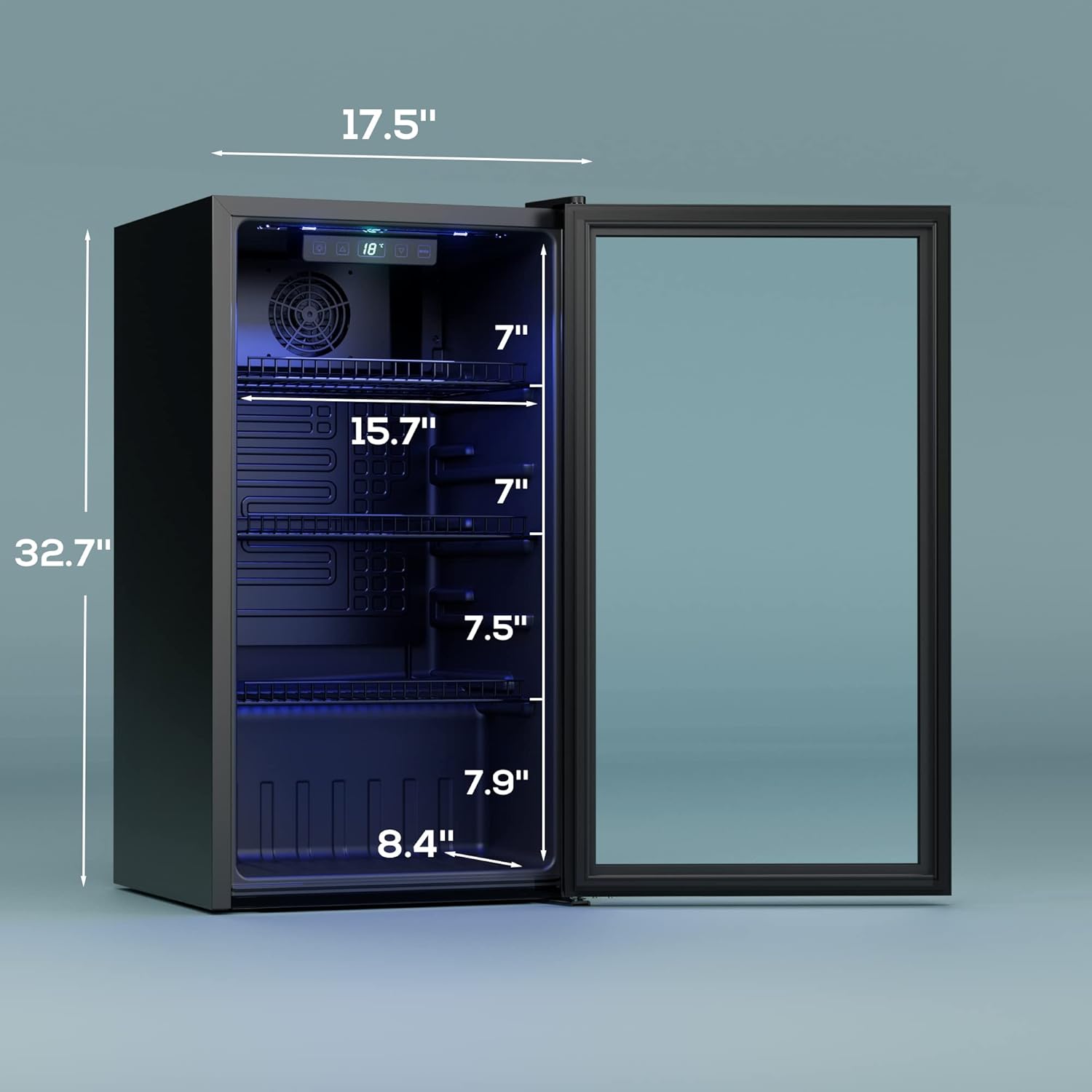 Beverage Refrigerator Cooler-120 Cans Freestanding Mini Fridge Cooler with Glass Door wourant
