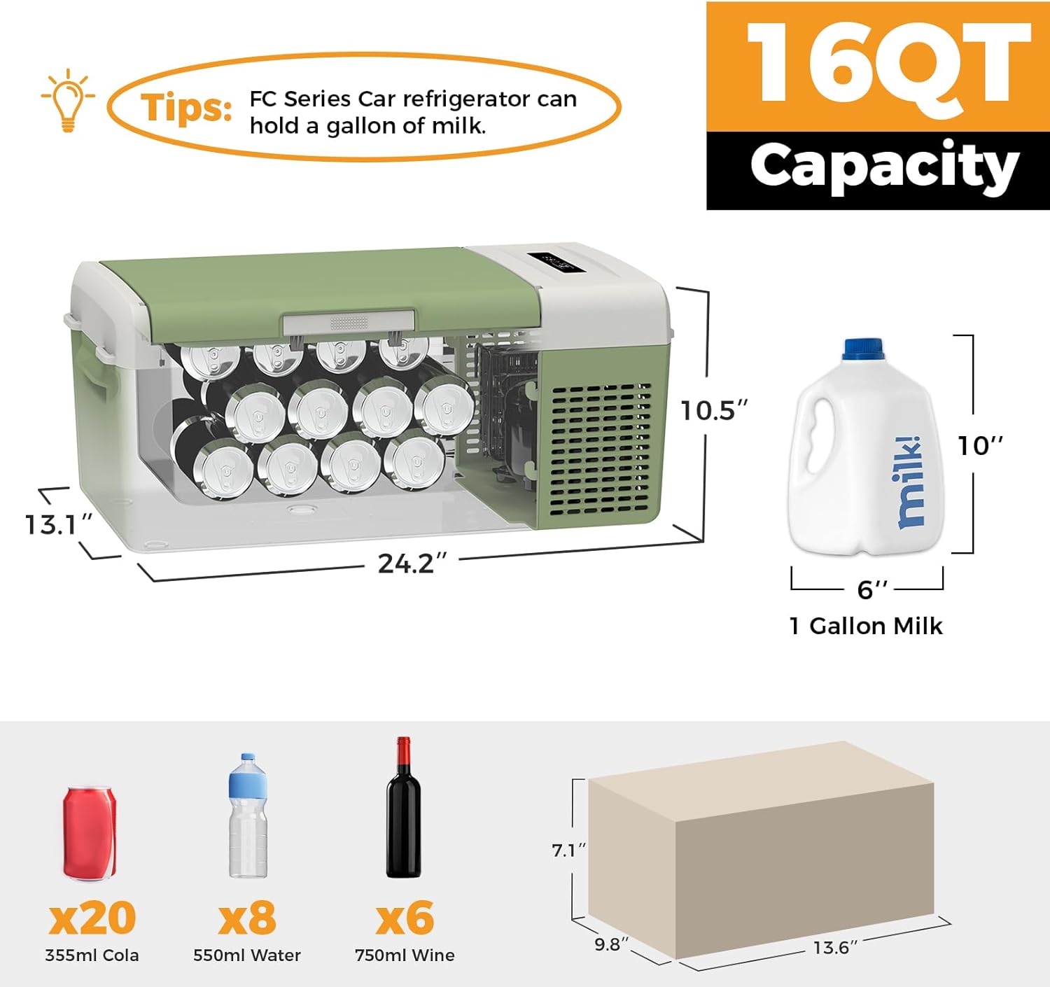 12V Refrigerator 21 Quart Portable Freezer 50 Hours Keep Cool,Electric Cooler for Vehicles Car Refrigerator 12V Portable Fridge for Car Camping Truck Van RV SUV Road Trip Travel RF20 wourant