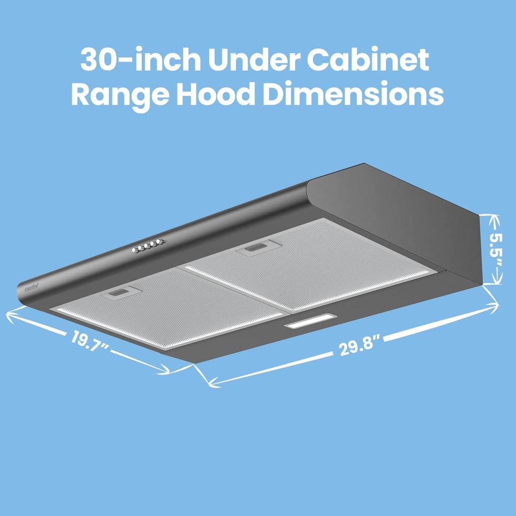 Comfee 30" Under Cabinet Ducted/Ductless Convertible Slim Vent Durable Stainless Steel Kitchen Reusable Filter wourant