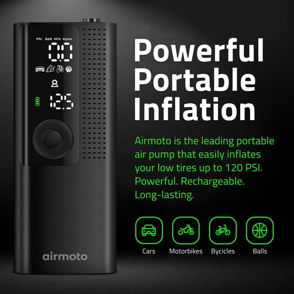 Airmoto Tire Inflator Portable Air Compressor Car Tire Air Pump with Digital Pressure Gauge, LED Light and Auto Shutoff wourant