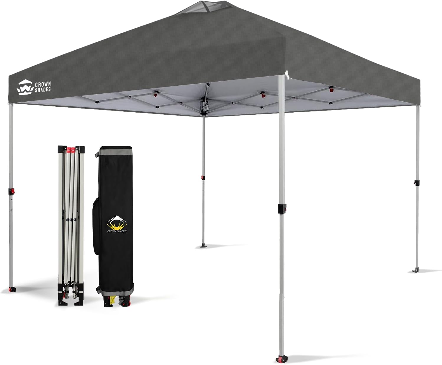 10x10 Pop-Up Awning - One-Click Installation Beach Tent - Outdoor Sunshade Silver Coated Top, 3 Heights and 4 Sand Pockets wourant