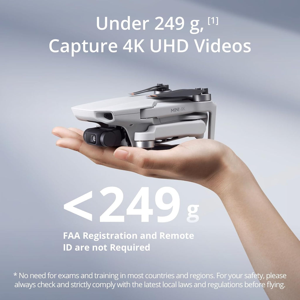 DJI Mini 4K, Drone with 4K UHD Camera for Adults, Under 249 g, 3-Axis Gimbal Stabilization, 10km Video Transmission, Auto Return, Wind Resistance, 1 Battery for 31-Min Max Flight Time, Intelligent Flight wourant