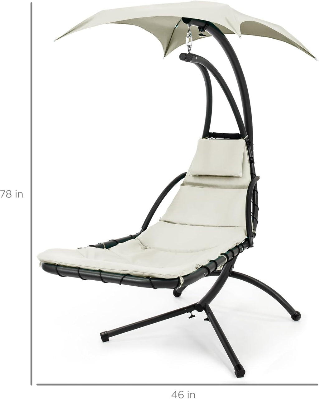 Best Choice Products Outdoor Hanging Curved Steel Chaise Lounge Chair Swing w/Built-in Pillow and Removable Canopy - Teal wourant