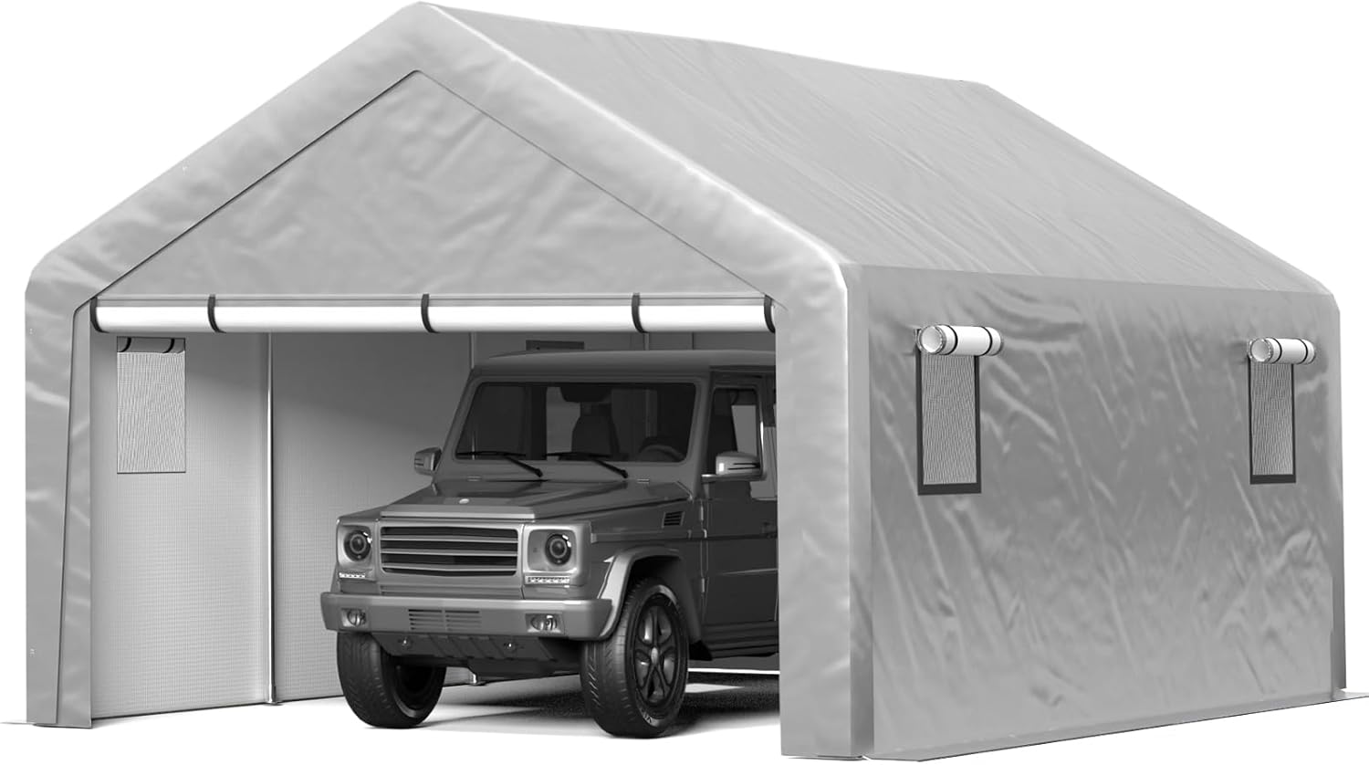 6x8 ft Heavy Duty Carport Tent Portable Garage with Removable Side Walls and Door Four Seasons Tarpaulin wourant