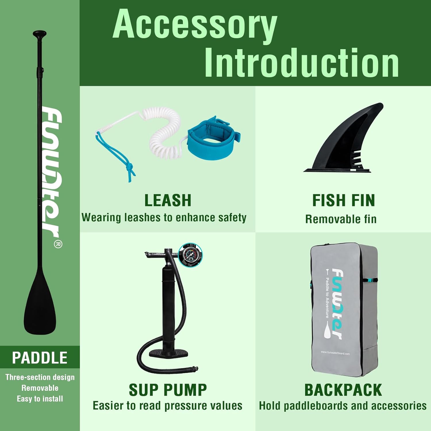 FunWater Inflatable Stand Up Paddle Board with Premium SUP Paddle Accessories, Non-Slip EVA Deck, 11'/10'6' Paddle wourant