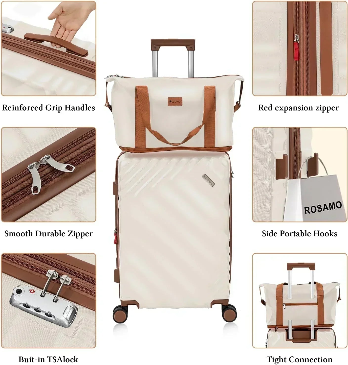 5 piece luggage set expandable suitcase 22x14x9 aviation certified durable waterproof travel set wourant