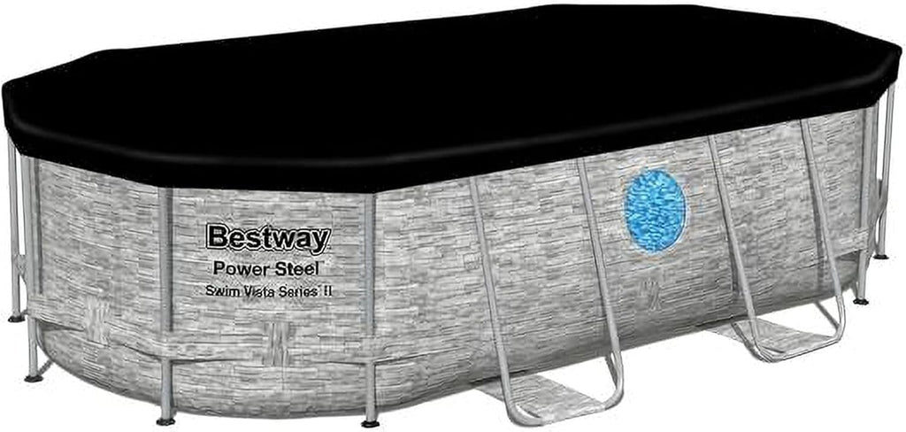 Power Steel Swim Vista Series II 14' x 8' 2" x 39.5" Above Ground Outdoor Swimming Pool Set wourant