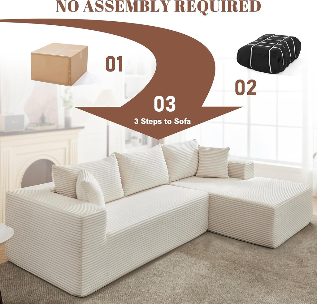 110-inch cloud sofa boneless sofa in the living room modular sofa with deep seats wourant