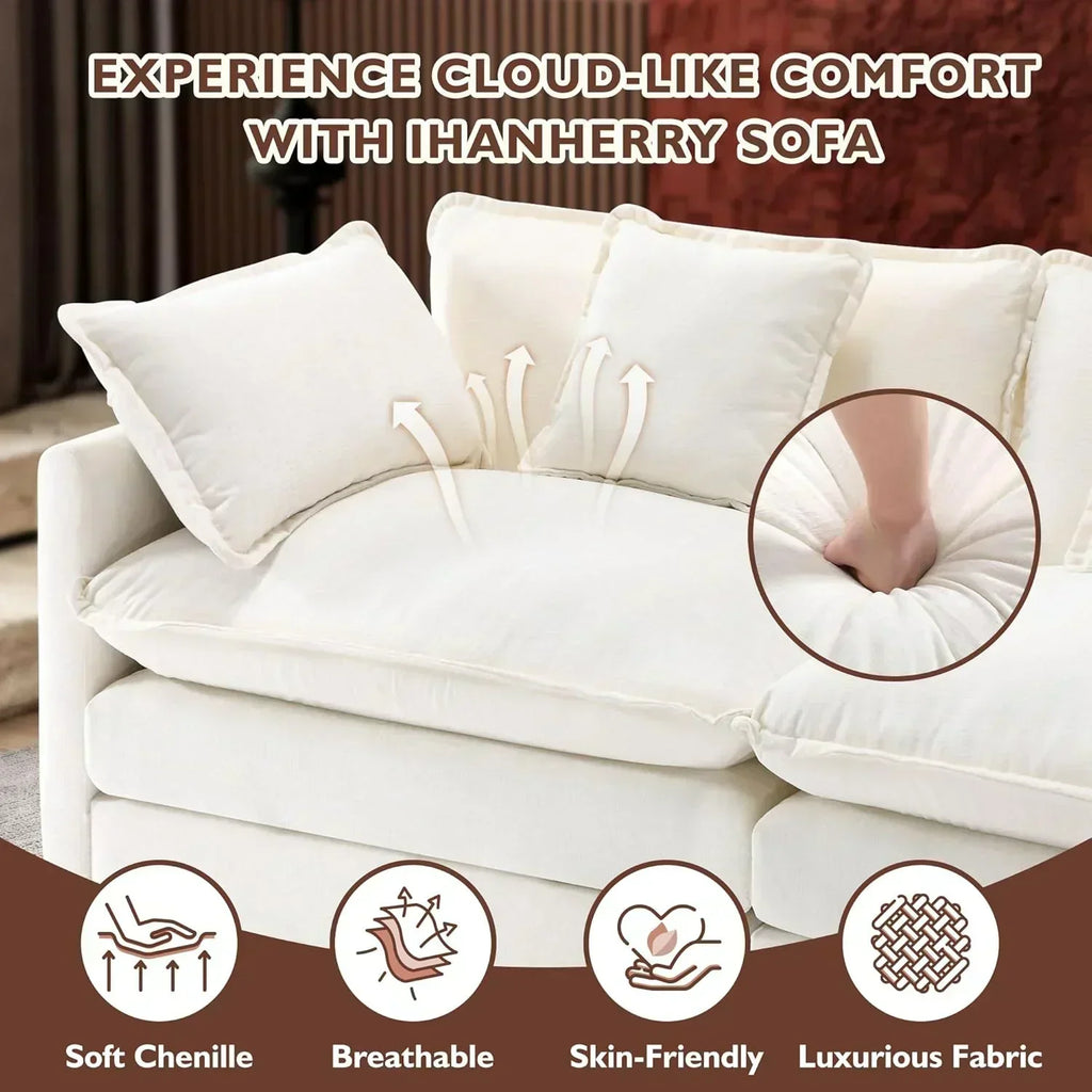 ihanherry 146-inch U-shaped modern sofa modular area cloud sofa wourant