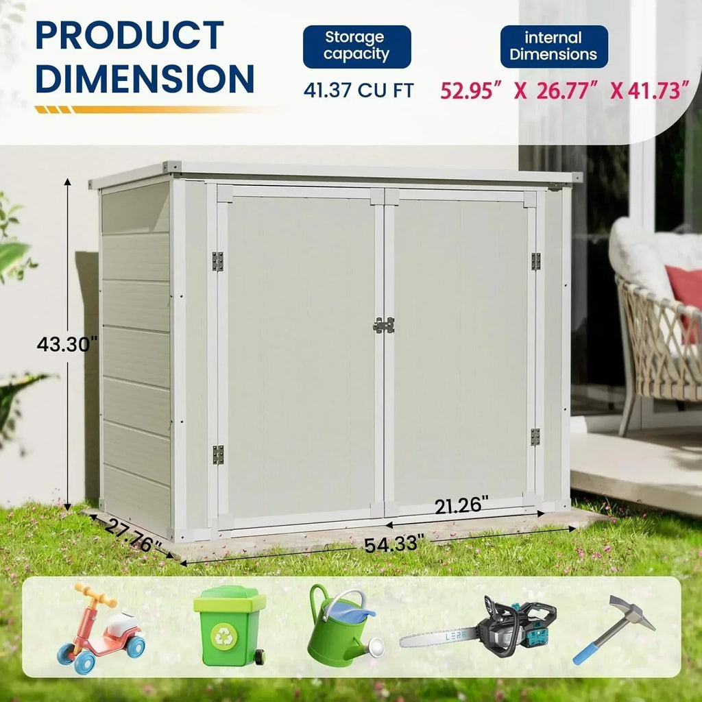 Amopatio 41 Cu Ft Horizontal Outdoor Storage Shed Resin Trash Can Storage Resin Shed Garden Tools wourant