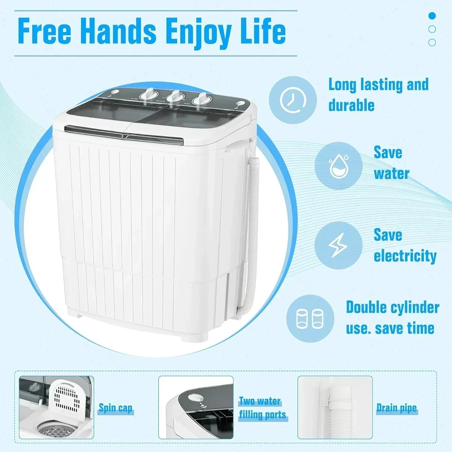 INTERGREAT Portable Washing Machine 16 lb Twin Tub Washing Machine wourant