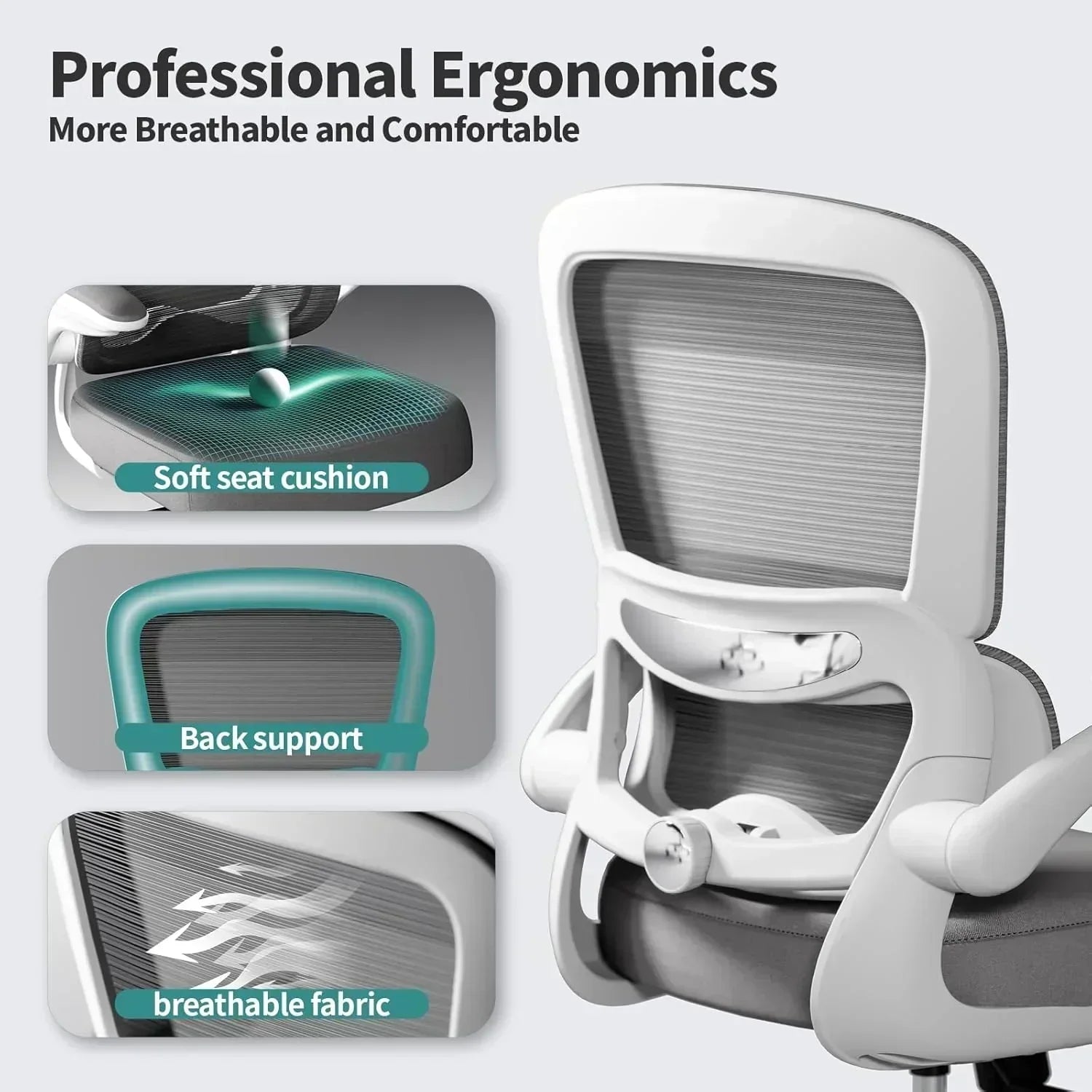 TRALT Office Chair Ergonomic Desk Chair 330 lbs Home Mesh Gaming Chair with Wheels wourant