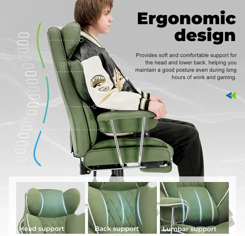 Large high back office chair high back leather gaming chair with footrest wourant