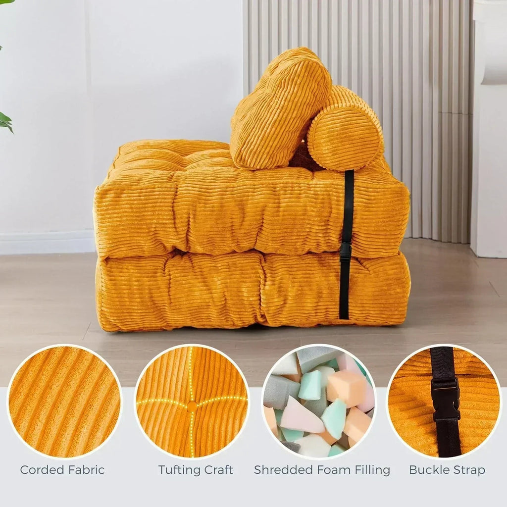 MAXYOYO Folding Sofa Bed Convertible Sleeper Chair with Pillow Foldable Mattress with Back Support wourant