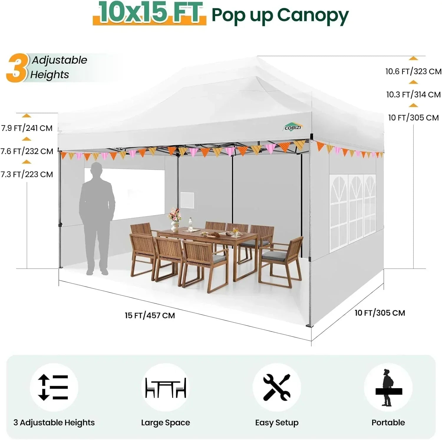 COBIZI 10x20 Heavy Duty Pop up Canopy Tent 6 sidewalls Commercial Canopy Wedding Party Tents wourant