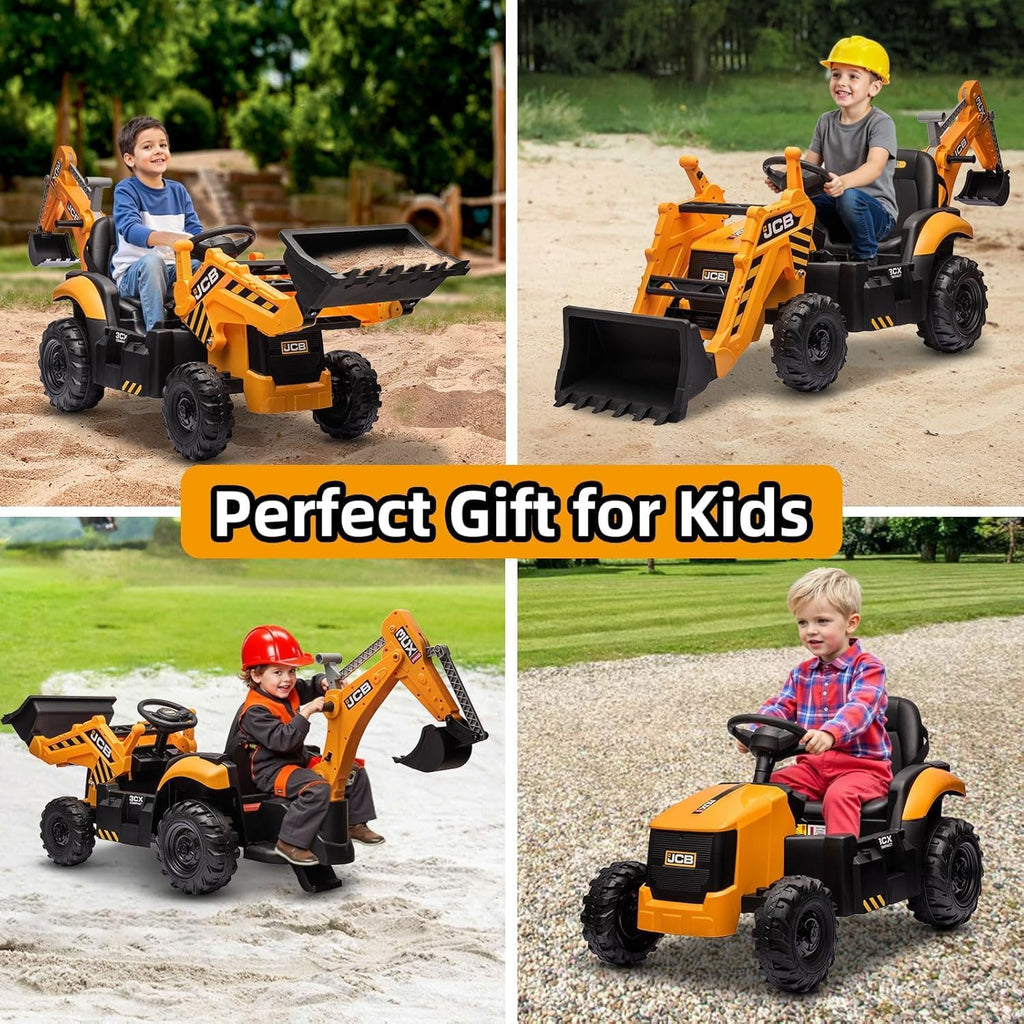 12V JCB Ride On Excavator Ride on Toys for Kids 4-8 Electric Car for Kids with Tractor wourant