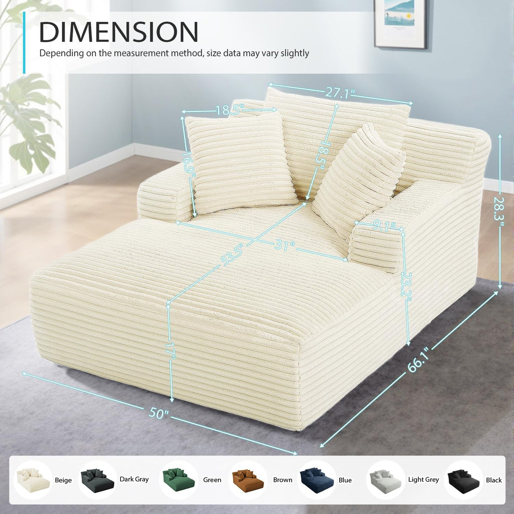 50-inch indoor recliner oversized corduroy upholstered boneless sofa bed deep sleeper sofa wourant
