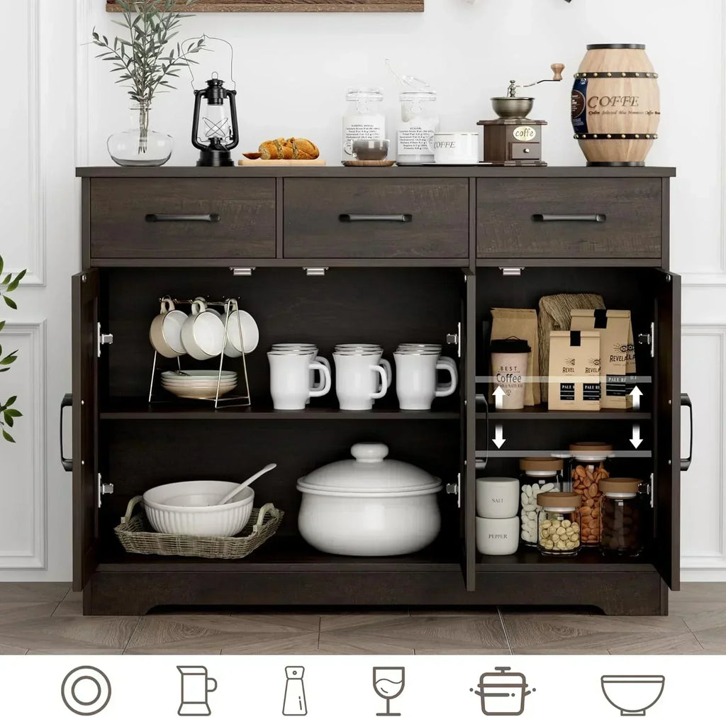 Modern farmhouse sideboard barn door buffet storage cabinet with drawers and shelves wourant