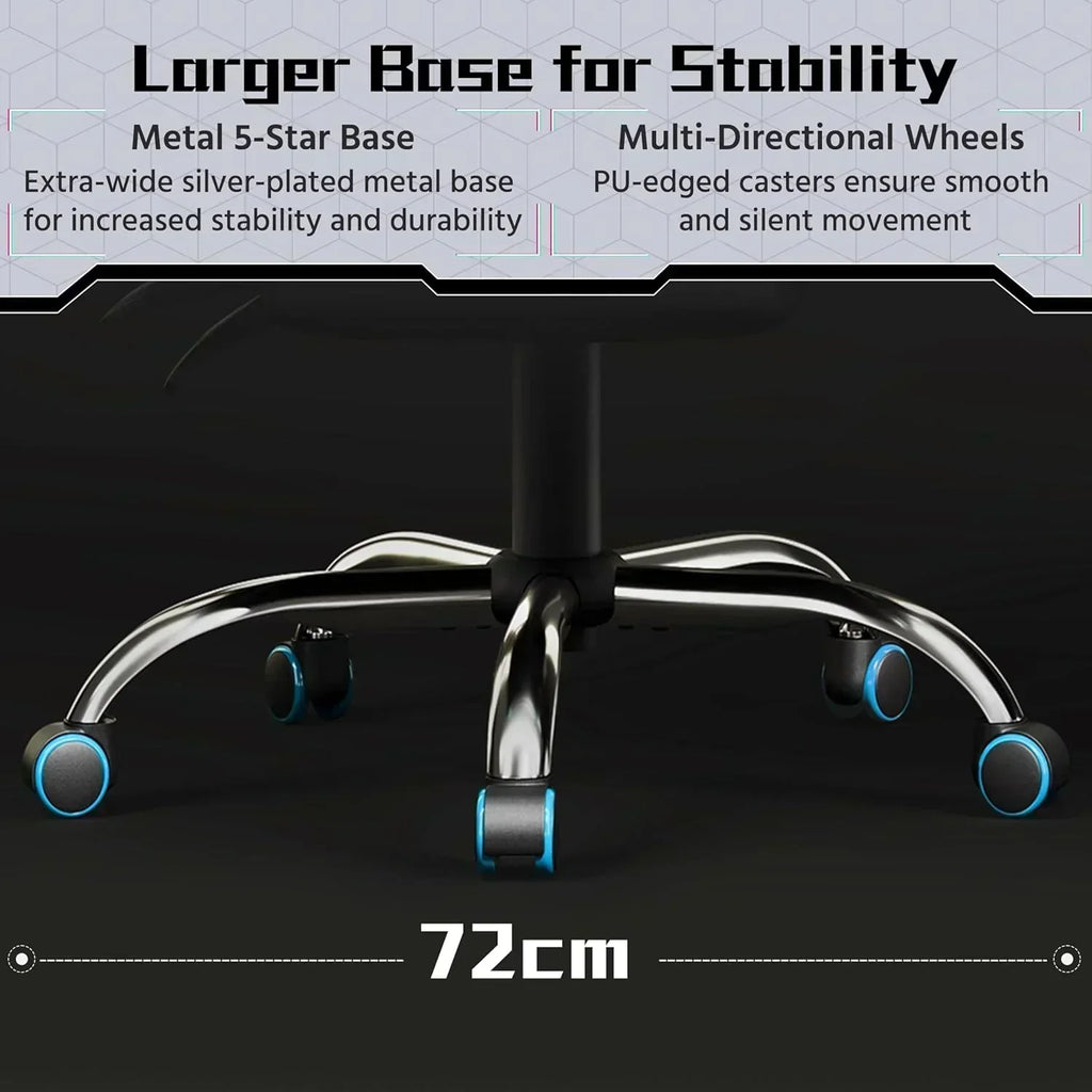 Gaming Chair with Massage Lumbar Support and Footrest Height Office Gaming Chair wourant