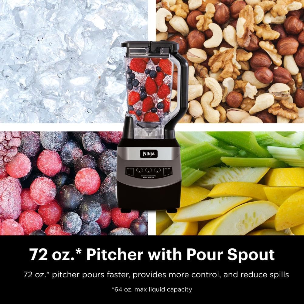 Ninja BL660 Professional Compact Smoothie and Food Processor Blender 1100W 3 Functions wourant