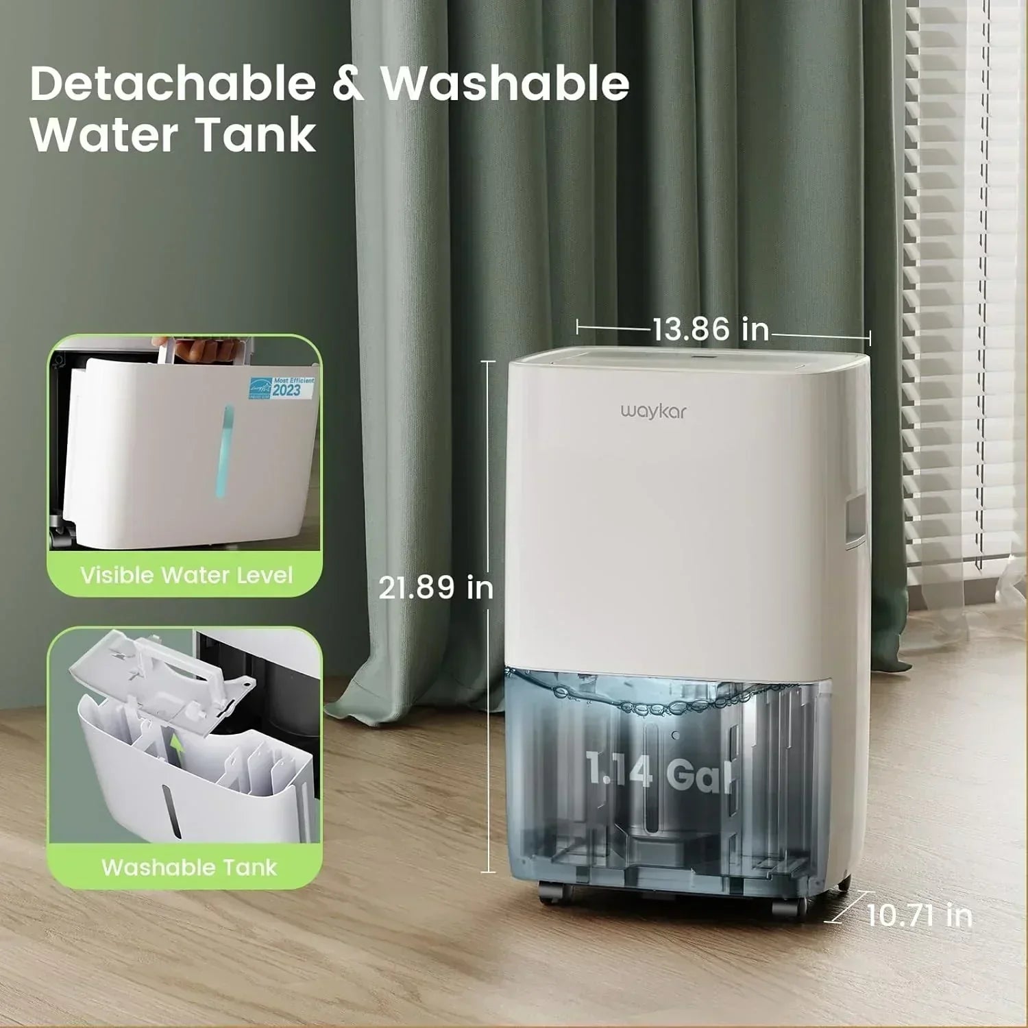 Waykar 2000 Sq Ft Dehumidifier for Home and Basements with Auto or Manual Drainage wourant