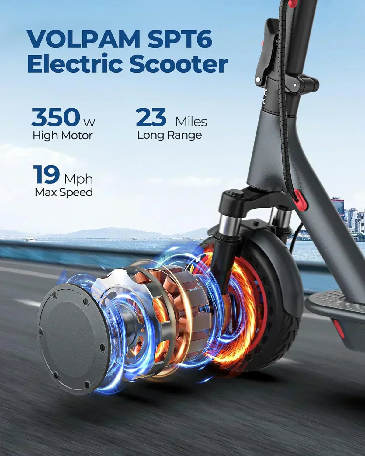 Electric Scooter 350W/500W Powerful Motor 8.5"/10" Solid Tires 19/22Mph 28/21/12 Miles Range wourant