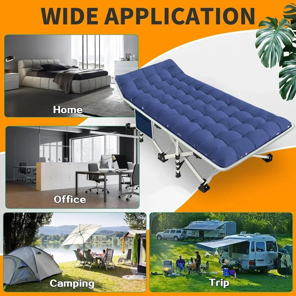 2-Pack Camping Cots with Mattress Comfortable Folding Bed Heavy Duty Baby Cot wourant