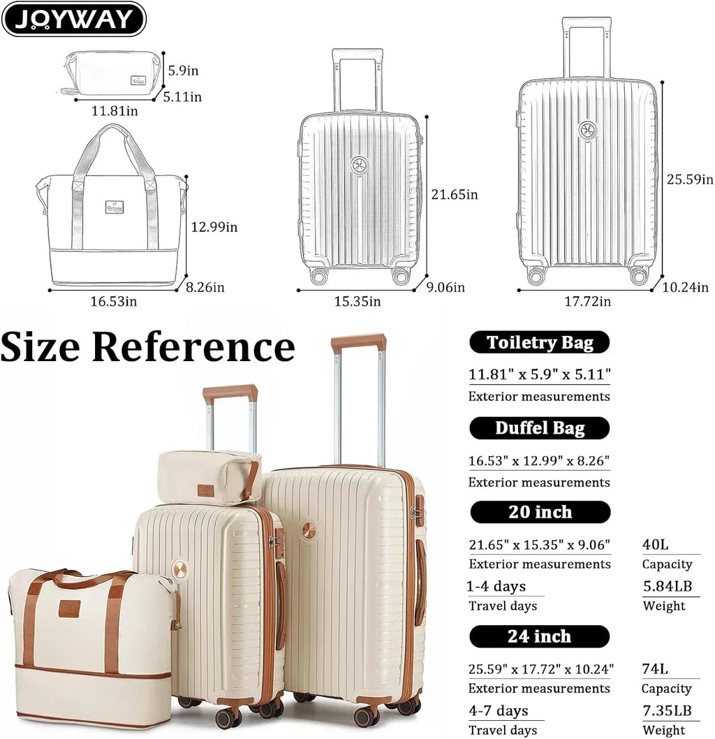 5-piece PP hardshell lightweight travel carry-on luggage set with dual spinner wheels wourant