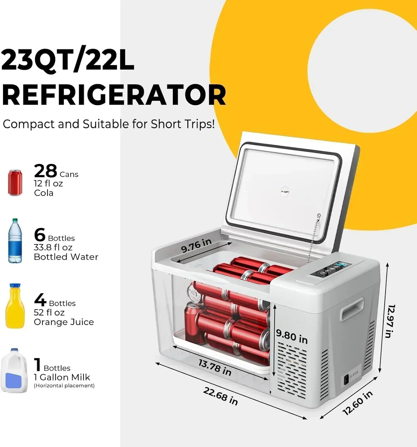 BougeRV 12 Volt Refrigerator 12V Car Fridge 23 Quart Portable Freezer Compressor Cooler wourant