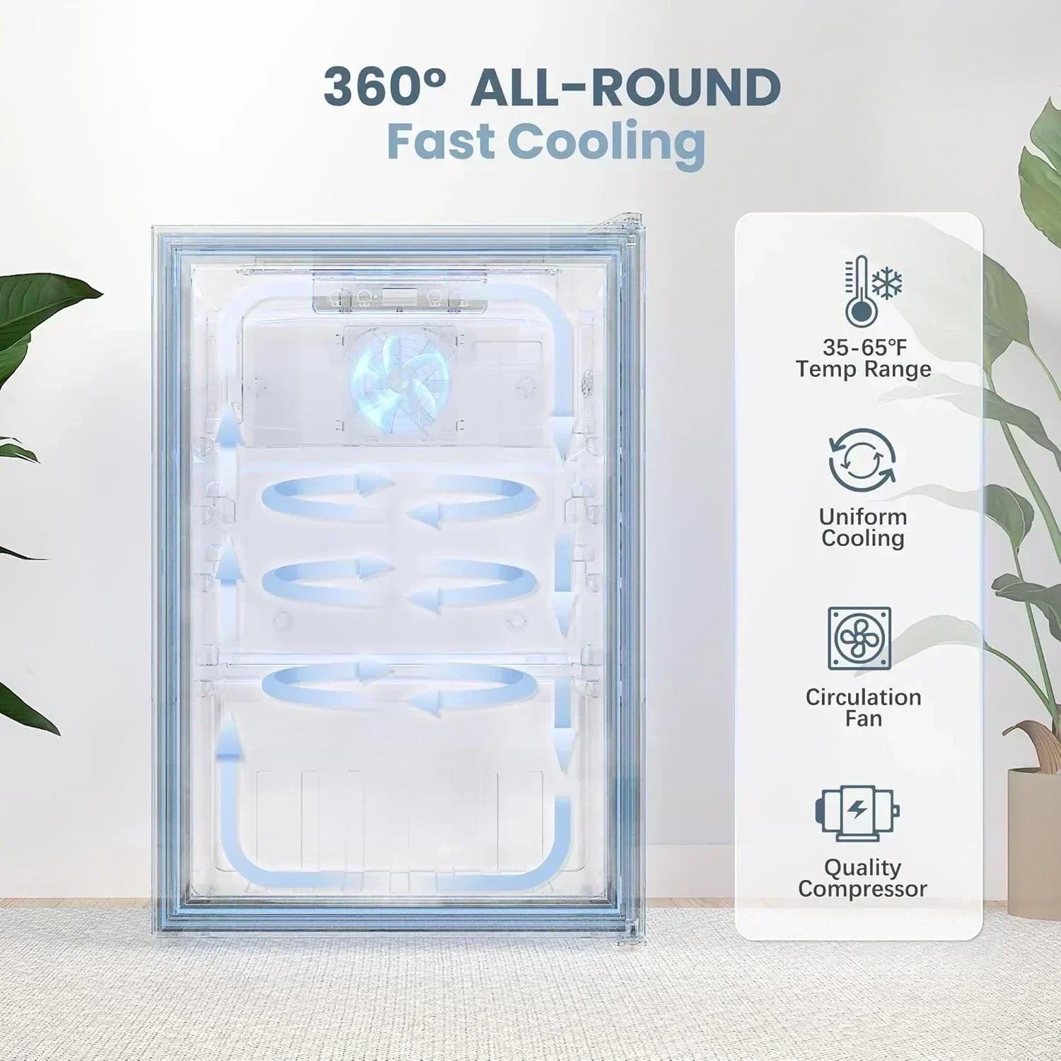 Beverage Refrigerator Cooler-120 Cans Freestanding Mini Fridge Cooler with Glass Door wourant