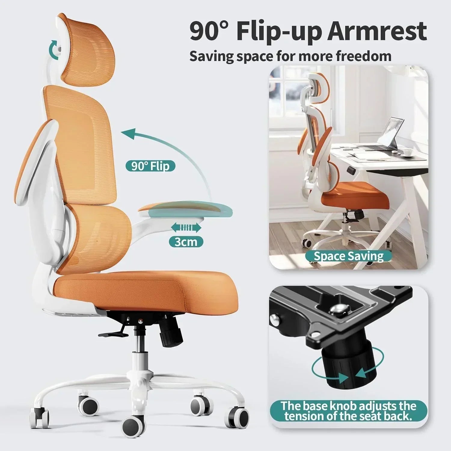 Office Chair Ergonomic Desk Chair 330 lbs Home Mesh Desk Chair Comfortable Gaming Chair wourant