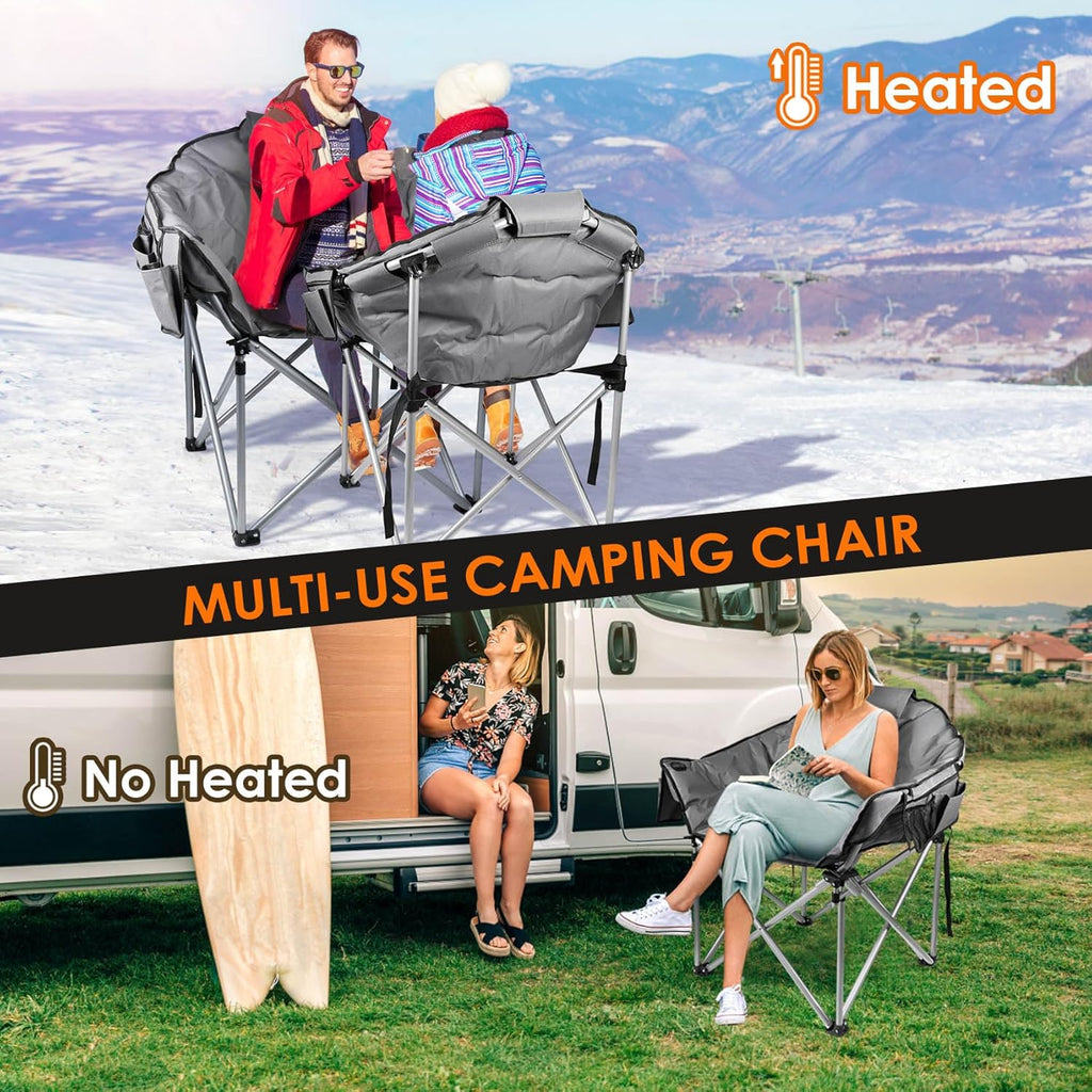 Heated Camping Chair Extra Large Heated Chair Outdoor Sports Chair with 3 Heat Levels on Back wourant