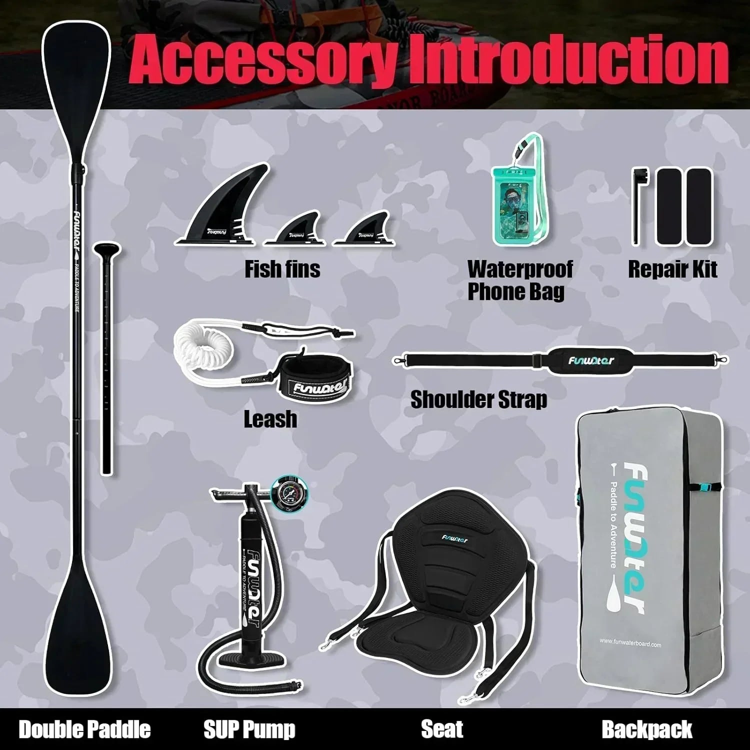 FunWater Inflatable Stand Up Paddle Board Premium SUP Paddle Accessories EVA Deck wourant