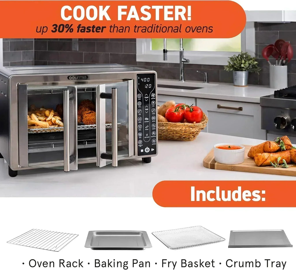 Gourmia Oven Air Fryer Combo with 17 Cooking Presets 24L Capacity Convection Rack wourant